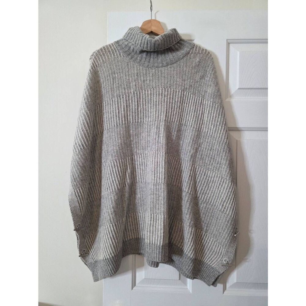 Barbour Grey Wool Poncho S